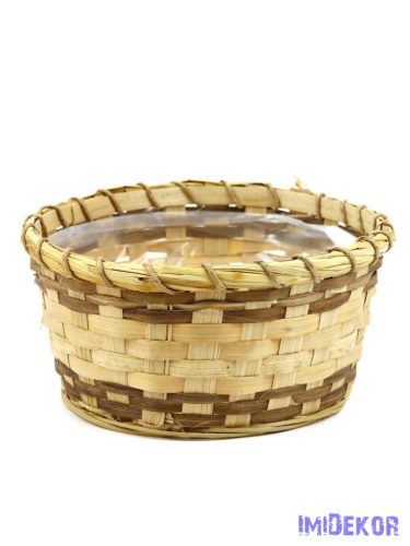 Bélelt peremes bambusz kosár 22cm - Natúr