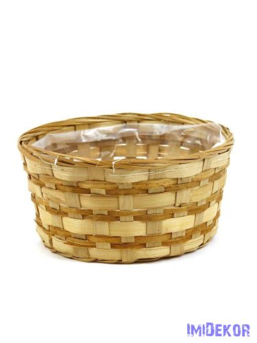 Bélelt kerek bambusz kosár 20cm - Natúr