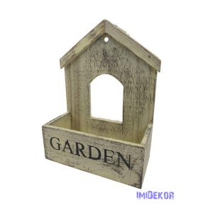 Garden feliratos fa házikós ládikó 25cm - Krém