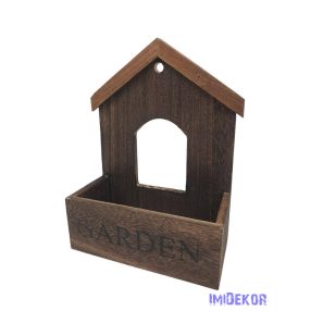 Garden feliratos fa házikós ládikó 25cm - Barna