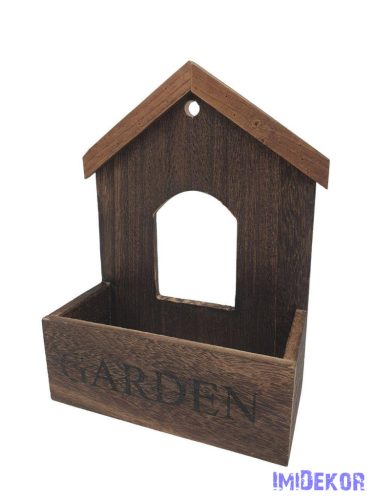 Garden feliratos fa házikós ládikó 25cm - Barna