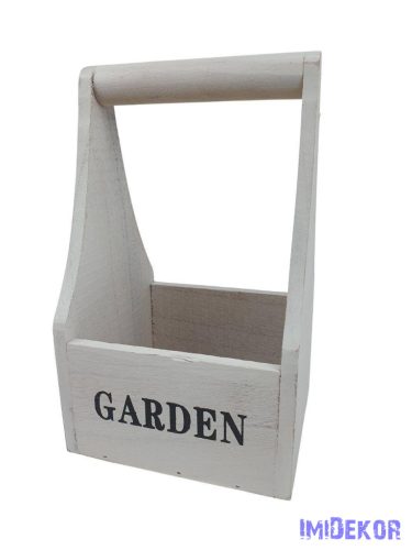 Füles fa ládikó GARDEN 24 cm - Fehér