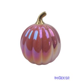 Gyöngyházas kerámia tök - Mályva arany csumával
