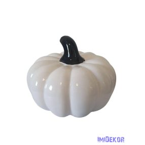 Fényes kerámia tök 13,5 cm - Fehér
