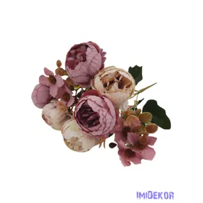 Boglárka 6 fejes selyem csokor 29cm - Mályva