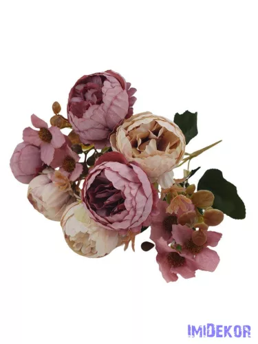 Boglárka 6 fejes selyem csokor 29cm - Mályva