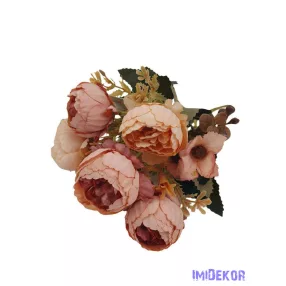 Boglárka 6 fejes selyem csokor 29cm - Antik Barack