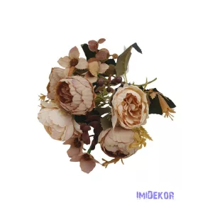   Boglárka 6 fejes selyem csokor 29cm - Antik Rózsaszín Átmenetes