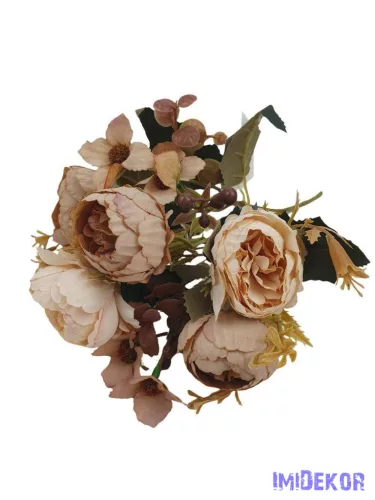 Boglárka 6 fejes selyem csokor 29cm - Antik Rózsaszín Átmenetes