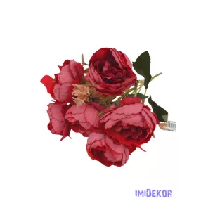 Boglárka 6 fejes selyem csokor 29cm - Bordó