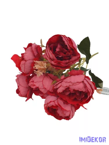 Boglárka 6 fejes selyem csokor 29cm - Bordó