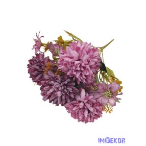 Krizantém 4 fejes selyemvirág csokor 30cm - Mályva