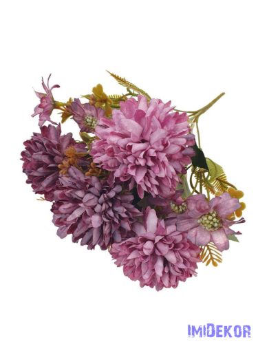 Krizantém 4 fejes selyemvirág csokor 30cm - Mályva