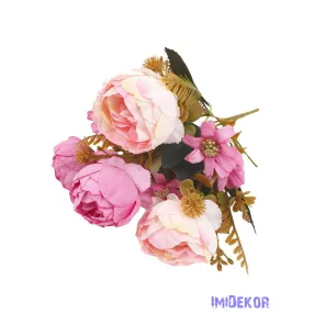 Boglárka 4 fejes selyem csokor 30cm - Rózsaszín-Pink