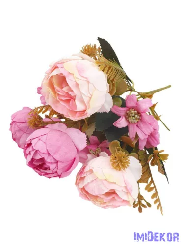 Boglárka 4 fejes selyem csokor 30cm - Rózsaszín-Pink