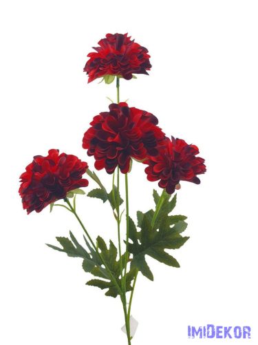 Krizantém 4 fejes szálas selyemvirág 80cm - Piros