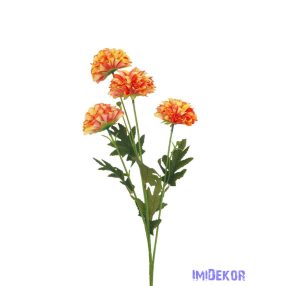 Krizantém 4 fejes szálas selyemvirág 80cm - Narancs