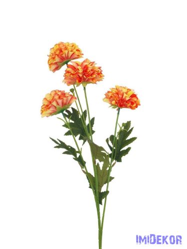 Krizantém 4 fejes szálas selyemvirág 80cm - Narancs