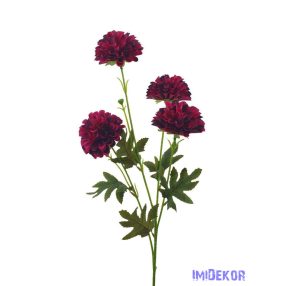 Krizantém 4 fejes szálas selyemvirág 80cm - Bíbor
