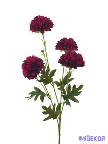 Krizantém 4 fejes szálas selyemvirág 80cm - Bíbor