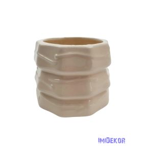 Fenyőfa formájú kerámia kaspó - Krém