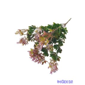 Virágos műzöld díszítő csokor 37cm 3109 - Lila