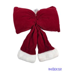 Ajtó masni - Piros fehér szörmés végű 30 cm