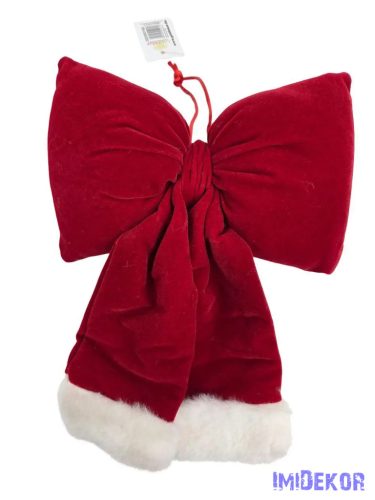 Ajtó masni - Piros fehér szörmés végű 20 cm