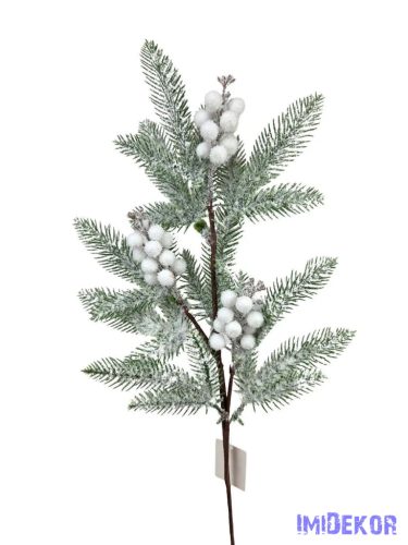 Havas fenyőág fehér bogyóval