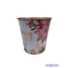 Karácsonyi mintás bádog kaspó 10 cm - Merry