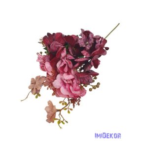 Szálas hortenzia kiegészítőkkel 35cm - Bordó