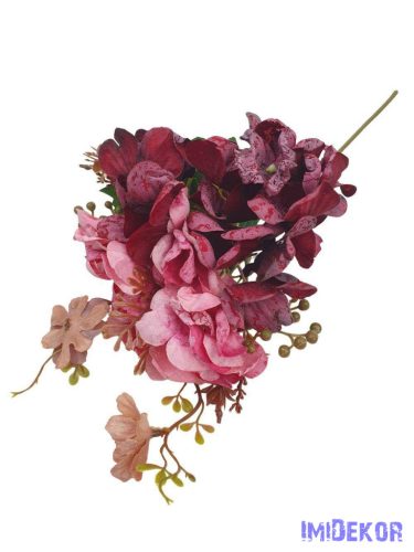 Szálas hortenzia kiegészítőkkel 35cm - Bordó