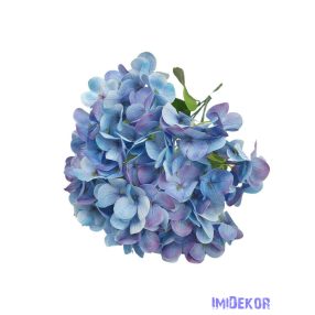   Hortenzia 5 fejes erezett művirág csokor 44cm - Lilás Kék
