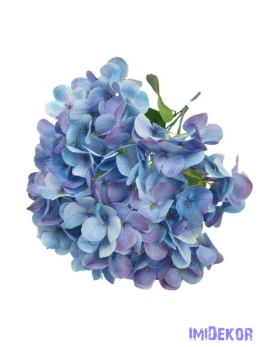 Hortenzia 5 fejes erezett művirág csokor 44cm - Lilás Kék