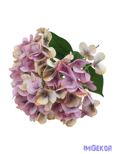 Hortenzia 5 fejes erezett művirág csokor 44cm - Rózsaszín