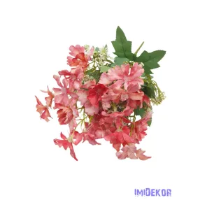 Kis virágos selyemvirág csokor 35cm - Korall
