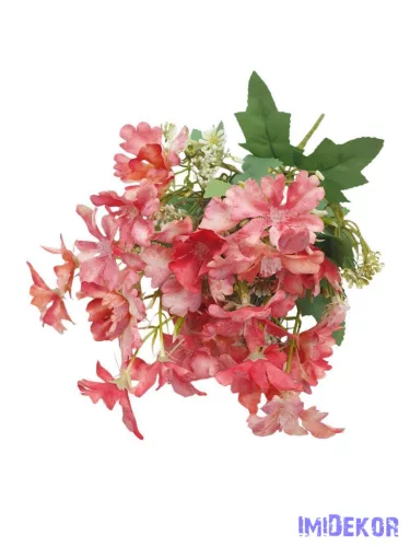 Kis virágos selyemvirág csokor 35cm - Korall