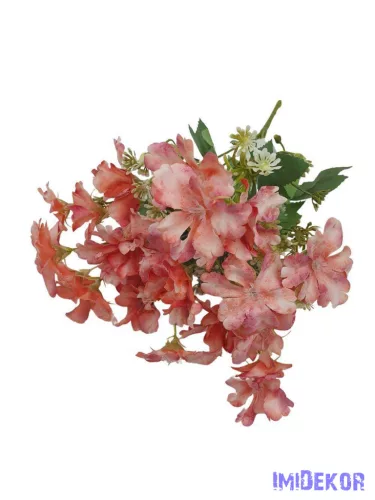 Kis virágos selyemvirág csokor 35cm - Halvány Korall