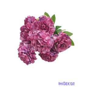   Fodros szirmú 9 nyílt fejes bazsarózsa csokor 42cm - Mályva