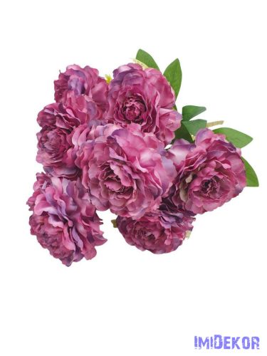 Fodros szirmú 9 nyílt fejes bazsarózsa csokor 42cm - Mályva