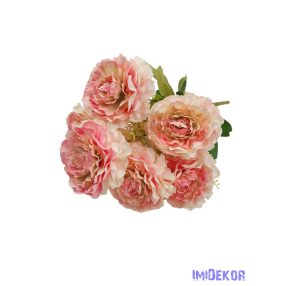   Fodros szirmú 9 nyílt fejes bazsarózsa csokor 42cm - Cirmos