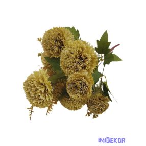 Krizantém 9 fejes selyemvirág csokor 40cm - Zöld