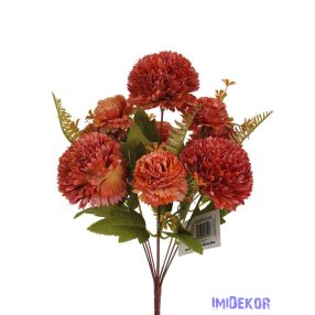 Krizantém 9 fejes selyemvirág csokor 40cm - Rozsda