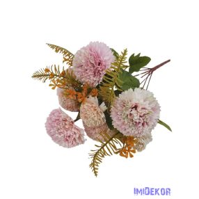 Krizantém 9 fejes selyemvirág csokor 40cm - Rózsaszín