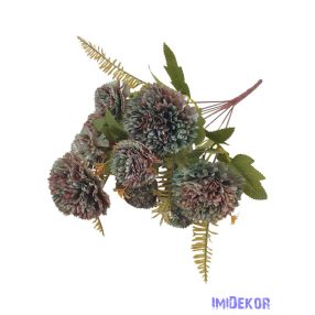 Krizantém 9 fejes selyemvirág csokor 40cm - Barna-Menta