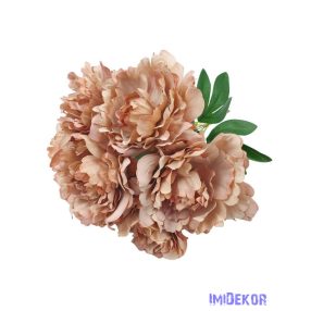 Bazsarózsa 7 fejes selyem csokor 40cm - Világos Barna