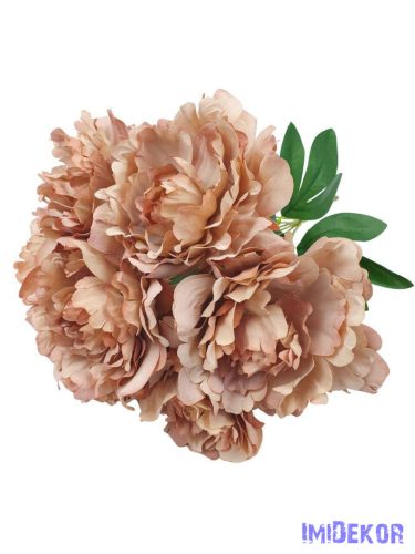 Bazsarózsa 7 fejes selyem csokor 40cm - Világos Barna