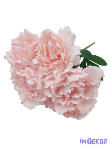 Bazsarózsa 7 fejes selyem csokor 40cm - Halvány Rózsaszín