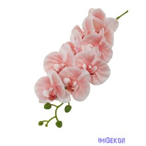 Fodros szirmú orchidea ág 9v 90cm - Rózsaszínes