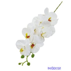 Fodros szirmú orchidea ág 9v 90cm - Fehér